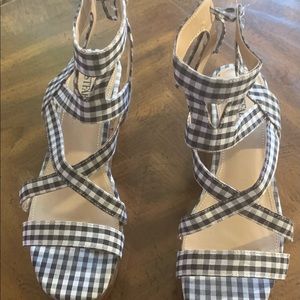 Just Fab Gingham Wedge Sandal